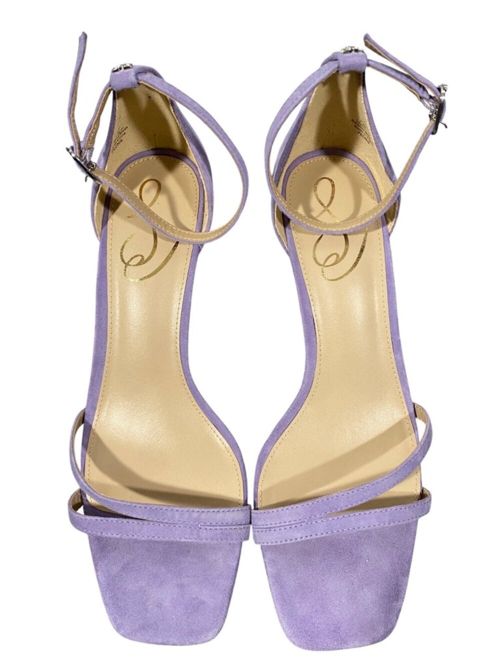 Sam Edelman Peonie Lavender Suede Strappy kitten Heels Ankle Strap Size 7.5M Squ